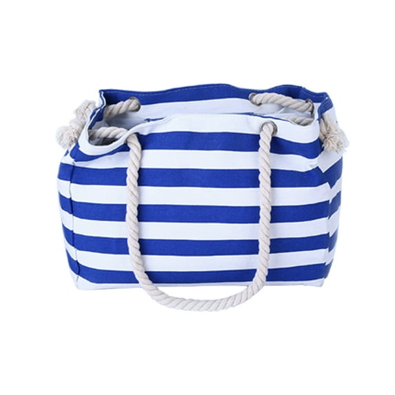 Taicans Beach Bag Large Beach Tote Bag for Women Travel Weekender Bag with Zipper Waterproof Swim Pool Bag Travel Beach Essential,Striped Beach Bag for Women Blue