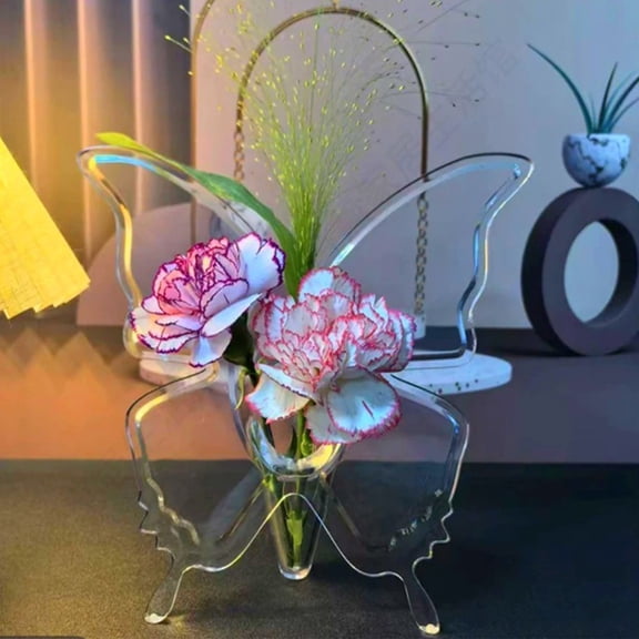 Taicans Butterfly Vase 8.8x7.8x3.5in,Clear Modern Decorative Vase for Small Flowers,Simulation Sculpture Centerpiece for Home Table Desk Decor,Creative Gift