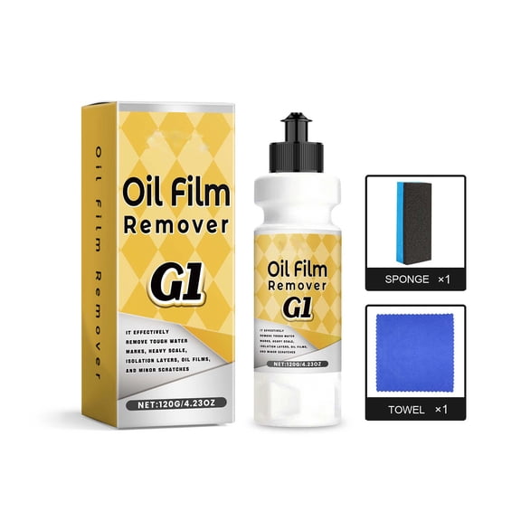 Taicans Car Glass Cleaner & Polish for Windshield - Oil Film & Water Spot Remover,Enhances Visibility,Rain Repellent,Streak-Free Shine,with Sponge & Towel,120ml