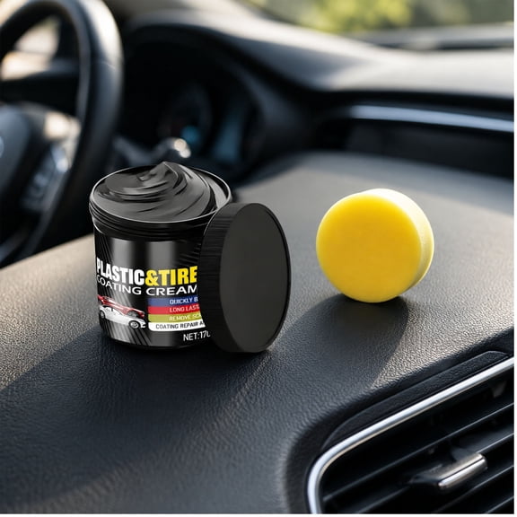 Taicans Car Plastic Tire Refurbishment & Scratch Repair  170g All-in-One Restorer for Interior & Exterior Parts,Tire Polish,Leather & Trim,Anti-Aging,Hydrophobic Protective Paste with Sponge