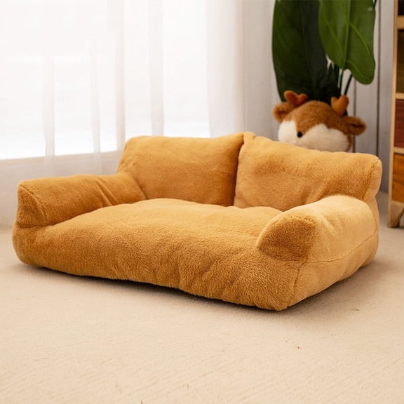 Taicans Cat Couch Bed - Cat Bed for Indoor Cats,Fluffy Plush Pet Cat Couch Soft Calming Pet Sofa Beds for Medium Small Cats and Dogs,Soft Reversible Cushion,Machine Washable