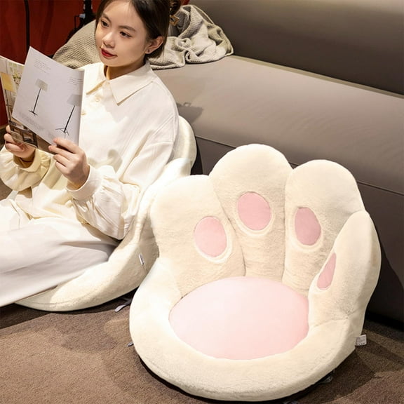 Taicans CatPaw Cushion - Cute Bear Paw Pillow office Chair Cushion & Lumbar Support,Plushy Beanbag Chair with Non-Slip Bottom & Adjustable Straps,Cute Home Decor for Bedroom/office,17.7x15.7x13.7in