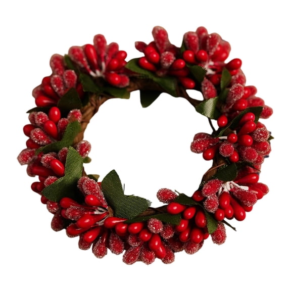 Taicans Christmas Candle Wreaths Rings for Tapers,2 Inch Mini Christmas Red Berry Wreaths Small Artificial Beaded Berry Candle Napkin Rings for Home Wedding Xmas Holiday Table Center Decor