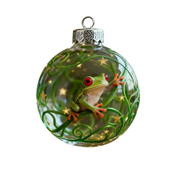 Taicans ‌Christmas Frogs Hanging Ornaments - 3.1in Holiday Tree Decorations,Car Window & office Ornaments with Gold Lanyard,Cute 2D Frog Design,Perfect Christmas Gift for Friends & Family