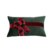 Taicans Christmas Green Throw Pillow,Christmas Velvet Throw Pillows,Xmas Gift Boxes Shaped Plush Pillow with Bow for Winter Xmas Home Bedroom Sofa Party Decoration,11.8x19.7in