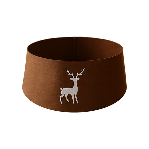 Taicans Christmas Tree Collar Red Felt Folable Christmas Tree Ring Tree Skirt with White Deer Design for Artificial Trees Base Stand Cover Christmas Tree Decoration,25.6in