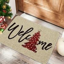 Taicans Christmas Welcome Doormat - Pine Tree Snowflake Design Front-Door-Mat Non-Slip Winter-Doormat for Outdoor Indoor Entrance Home Decor,23.6x15.7inch
