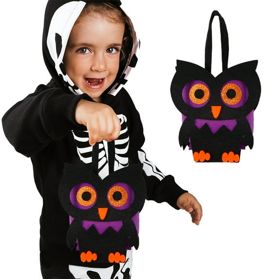 Taicans Classic Halloween Candy Bag for Kids - Felt Trick or Treat Tote with Handle,Multicolor Party Favor Pouch for Boys Girls,Pumpkin Ghost Design Costume Accessory (9.84x9.84in)