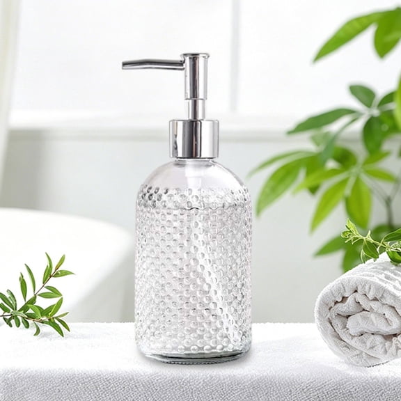 Taicans Clear Glass Soap Dispenser,30oz Bubble Textured Hand Soap Dispenser with Rustproof Stainless Steel Pump,Refillable Liquid Lotion Bottle for Bathroom Kitchen Countertop,Decorative Soap Pump
