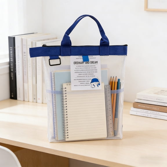 Taicans Clear Zipper File Bag with Handle,Thickened PVC A4 Transparent Handbag,Heavy Duty Document Organizer for office Supplies,Portable Storage Pouch