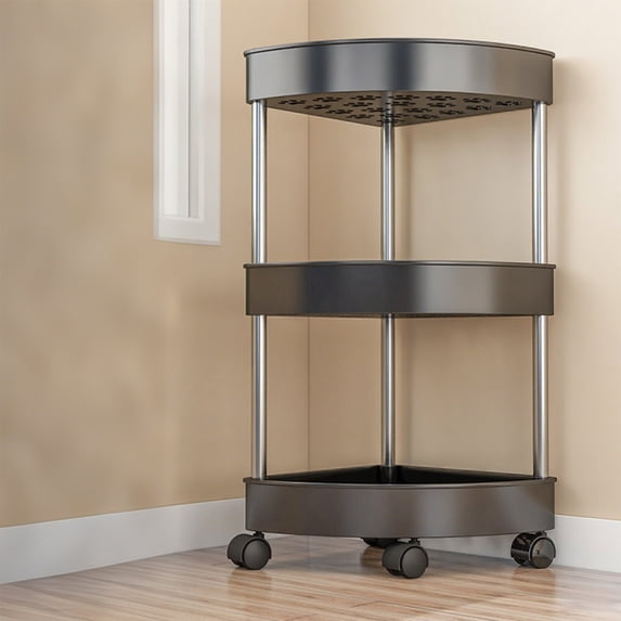 Taicans Corner Shower Caddy Stand with Wheels,3 Tier Plastic Standing Shower Organizer-Shower Caddy,Kitchen Storage Organizer for Kitchen Laundry Narrow Places