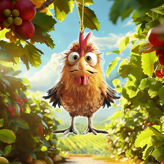 Taicans Crazy Bird Car Hanging Ornament,Pendant Interior Rearview Mirror Decoration and Car Rear View Mirrior Hanging Accessories,2D Flat F