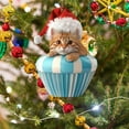 thumbnail image 1 of Taicans Cute Cat in Red Tea Cup Christmas Ornament - 8cm/3.1in Handmade Holiday Tree Decoration,Festive Gift for Xmas,Cute Hanging Decor,2D, 1 of 7