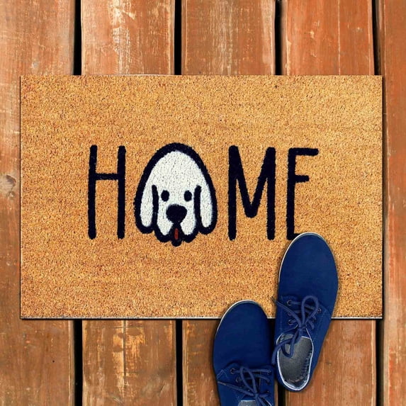 Taicans Cute Dog "HOME" Coir Doormat,Non-Slip Natural Coconut Fiber Entryway Rug,Indoor Outdoor Entrance Mat for Front Porch,Garage - Pet-Friendly Decorative Floor Mat with Anti-Slip Backing