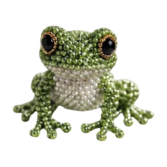 Taicans DIY Frog Brooch Beading Kit,1in Cute Green Frog Seed Bead Embroidery Kit for Beginners,Handmade Animal Brooch Pin Craft Kit,DIY Jewelry Making Kit for Adults,Unique Gift Idea