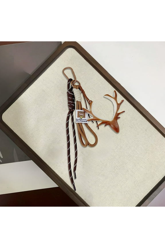 Deer Antler Bow Iron Keychain Pendant - Cute Christmas Gift,Thanksgiving Present,Bag Charm,Backpack Decor - Durable Metal & Plastic (1PC)