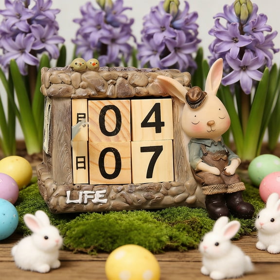 Taicans Easter Calendar,Tabletop Reusable Wood Block Calendar 5.1 Inch,Spring Holiday Home Desk Decor,Novelty Gift for Easter,office,Kitchen & Farmhouse Decorations