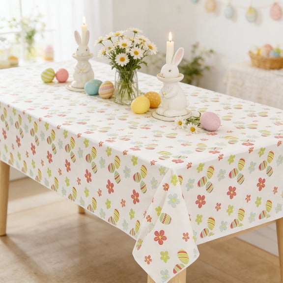 Taicans Easter Tablecloth 54x108 Inch,Thickened Plastic Egg-themed Party Decoration Tablecloth,Waterproof and Stain Resistant Table Cover for Dining Patio Picnic,Indoor Outdoor Holiday Decor