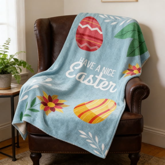 Taicans Easter Throw Blanket 31.5x47.2 Inch,Easter Egg Bunny Flannel Print Soft Cozy Blanket for Sofa Bed Car Nap,Spring Holiday Home Decor Gift