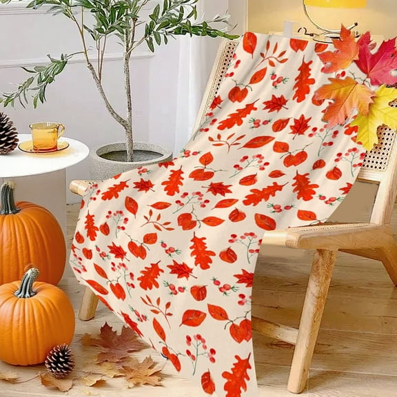 Taicans Fall Fleece Throw Blanket,Maple Leaves Autumn Prints on Soft Microfiber,Thanksgiving Halloween Fall Leaves Throw for Couch Sofa Bed Chair,Holiday Gift,Perfect for Fall & Winter,27.5x39.4in