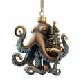thumbnail image 1 of Taicans Festive Octopus Santa Christmas Ornament - Unique Ocean Themed Holiday Decor,2D Acrylic Figurine,Hanging Xmas Tree Decoration,Collectible Gift for Christmas，Colorful & Eye-Catching Design, 1 of 4