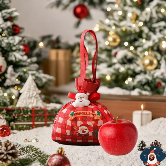 Taicans Festive Red Plaid Santa Gift Bags with Drawstring - Holiday Party Favor Treat Bags for Kids & Adults,Christmas Candy Wrapping,Seasonal Gift Packaging