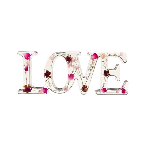 Taicans Floral Love Tabletop Decoration,3" Valentine's Day Floral LOVE Letter Decor with Artificial Pink Red Purple Flowers, Desktop Tabletop Centerpiece for Home, Gift for Her