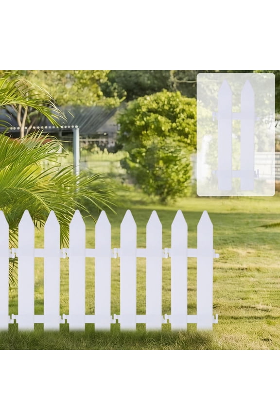 Garden Fence Picket Fence - 11.8x3.9 Inch White Decorative Border for Lawn Edging and Flower Beds,Easy to Install Modular Yard Fence,1PCS