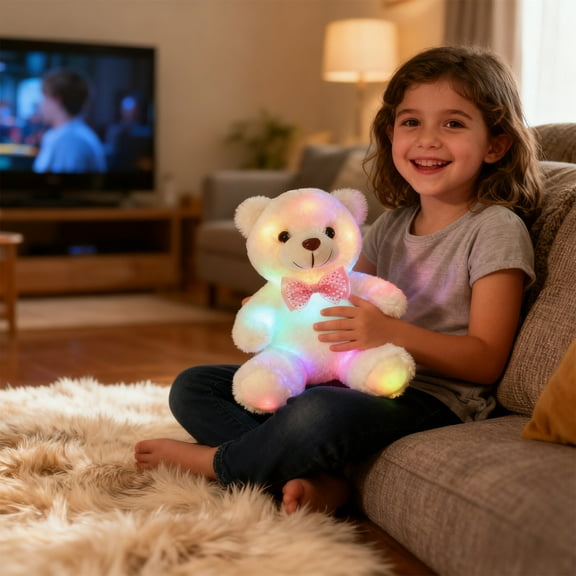 Taicans Glow in The Dark Plush Bear 8.66in,Color Changing LED Light Up Stuffed Animal Toy,Soft Huggable Birthday Gift for Kids,Christmas Holiday Present