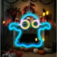 thumbnail image 1 of Taicans ‌Halloween LED Neon Sign Decor - Spooky Ghost Pumpkin Bat Decorations for Wall/Bedroom/Party - USB & Battery Powered (3 AA) - 7.8x9.8in White Plastic Light, 1 of 5