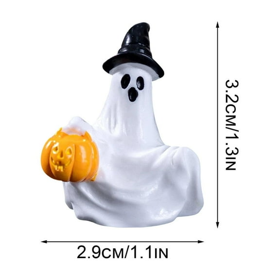 Taicans ‌Halloween Lantern Ghost Figurines - Resin Decor with LED Lights,Haunted House,Glow-in-the-Dark Pumpkin Display,Spooky Collectibles for Shelf,Desk,Party