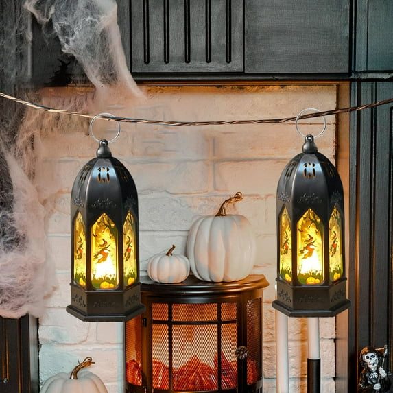 Taicans Halloween Lantern Vintage Moroccan Candle Lantern,5.9Iin Hanging&Tabletop Lantern Candle Holder Decor,Halloween Christmas Ramadan Decorations for Home Indoor Outdoor Patio
