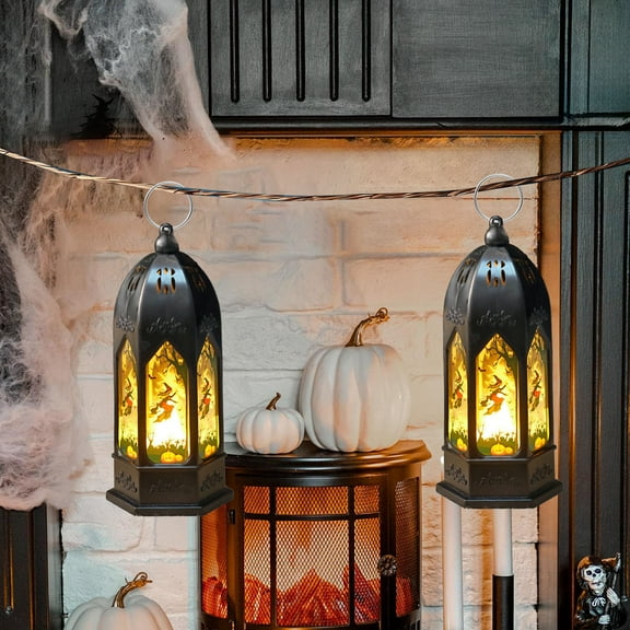 Taicans Halloween Lantern Vintage Moroccan Candle Lantern,5.9Iin Hanging&Tabletop Lantern Candle Holder Decor,Halloween Christmas Ramadan Decorations for Home Indoor Outdoor Patio