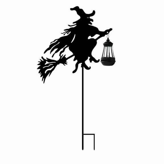Taicans Halloween Witch Stakes with Lantern - Solar Powered Halloween Pathway Lights Outdoor Decor for Yard,Garden & Pathway - Spooky LED Lighted Iron Stake,Waterproof Halloween Decorations