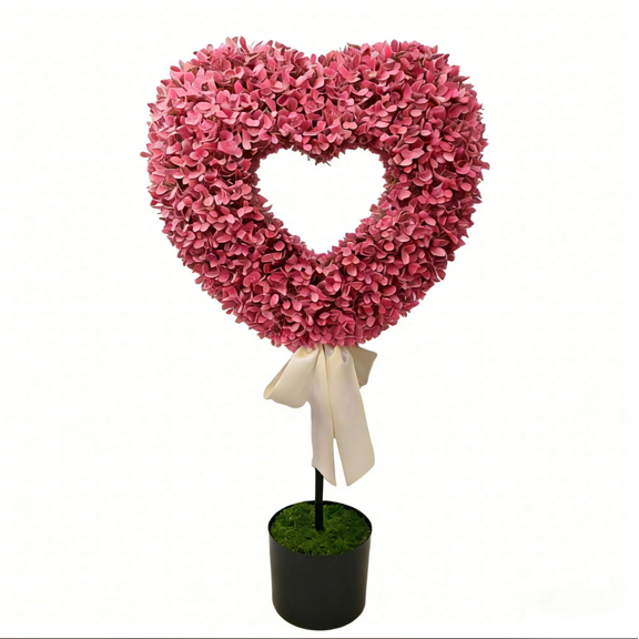 Taicans Heart Shaped Boxwood Topiary with Bow, 30 Inch Boxwood Heart with Bow Topiary,Artificial Decor for Indoor Outdoor,Home Decoration,Valentines Best Gift for Her Him!