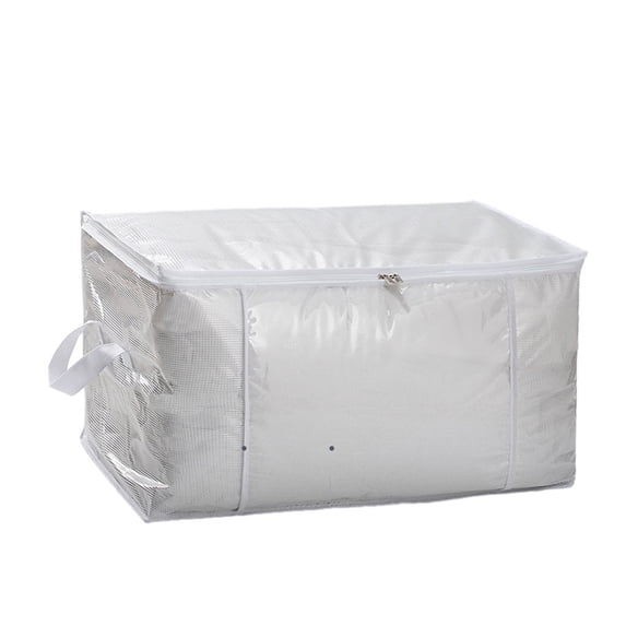 Taicans Clear Large Storage Bag,Extra Large Flexible Tote,Double Zipper,Clothes Storage Containers for Comforters,Clothing,Blankets,Pillow,Foldable Organizer with Sturdy Handle White