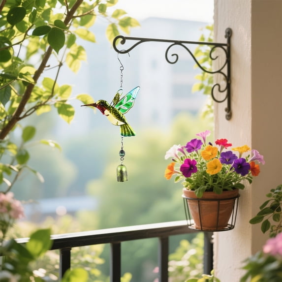 Taicans Hummingbird Wind Chimes,Colorful Metal Glass Handmade Wind Chimes with Bell,Garden Decor for Indoor Outdoor,Hanging Ornament for Patio,Balcony,Yard,Wind Chimes for Home Decor