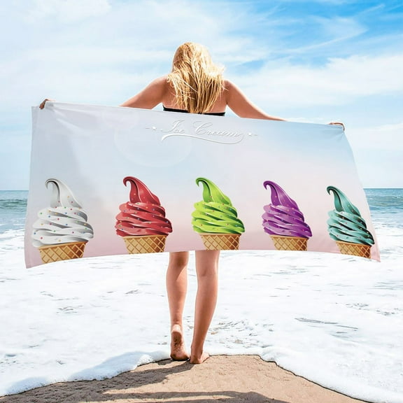Taicans Ice Cream Beach Towel,Microfiber Oversized Beach Towel Quick Dry Soft Thin Sand Free Cute Ice Cream Design Beach Towels for Pool Swim Beach Essentials Accessories 29.5x59 in A