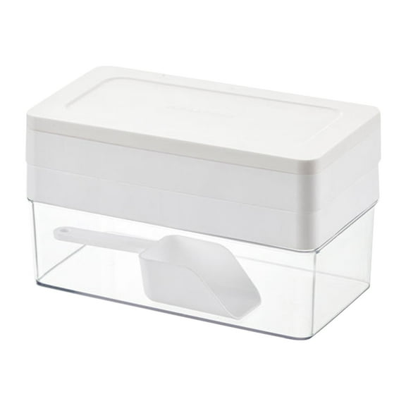 Taicans Tray with Lid and Bin,Silicone Plastic s Trays for Freezer with Box/Container,Stackable with Storage Iced Bucket Kits,Scoop,for Soup,Food,Cocktail,Coffee,Baby Food White