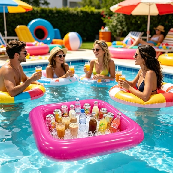Taicans Inflatable Drink Float,24.8in Pool Ice Tray for Beverages & Summer Parties,1PCS