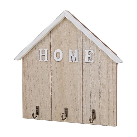 Taicans Key Holder Wall Mounted,8.9x8.5in House Shaped Wood Key Rack with 3 Hooks and HOME Letters,Rustic Farmhouse Entryway Decor for Keys and Wallets,Decorative Wall Hook