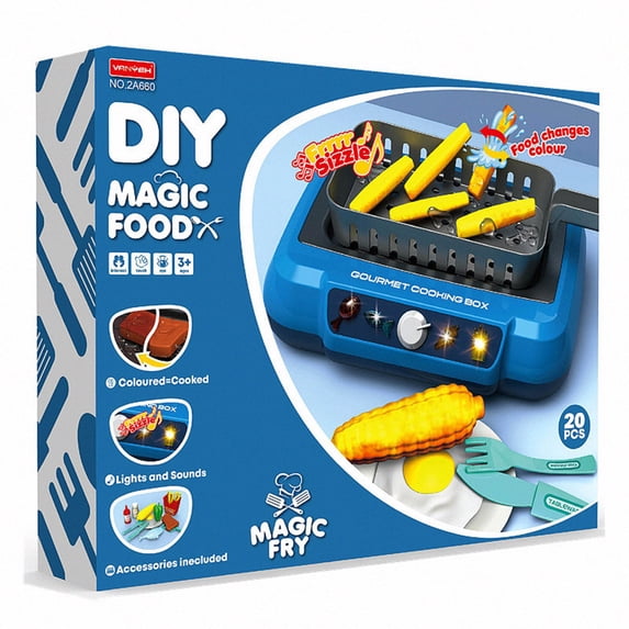 Taicans Kids Frying Kit Kitchen Cooking Playset with Color Changing Food & Sound Effects - Pretend Play Toy Set for Toddlers 3-6 Years - Includes Induction Cooker,Oven & 35PCS Accessories