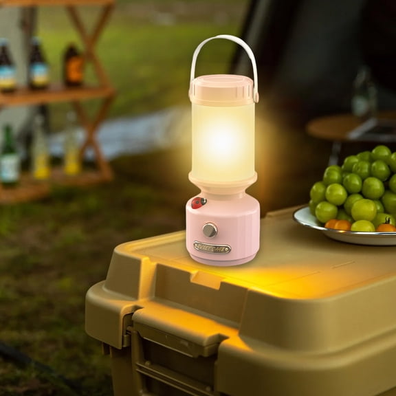 Taicans LED Camping Lantern,Personal LED Lantern,Rechargeable Lantern,Waterproof Tent Lights,3-Color Dimmable,Retro 7-Star Ladybug Camping Lamp with Handle,Pink