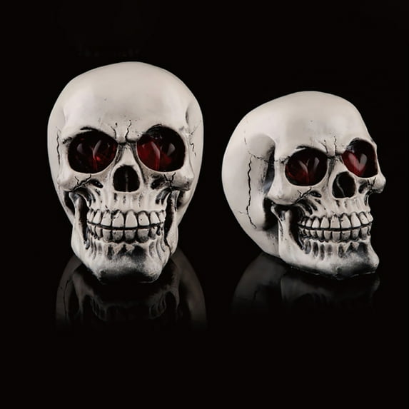 Taicans LED Halloween Skull Decor,Glowing Skull Heads for Halloween Decoration Outdoor Indoor,Resin Skeleton Skull Statue with Red Glow Lights,Festive Indoor/Outdoor Party & Home Decoration​