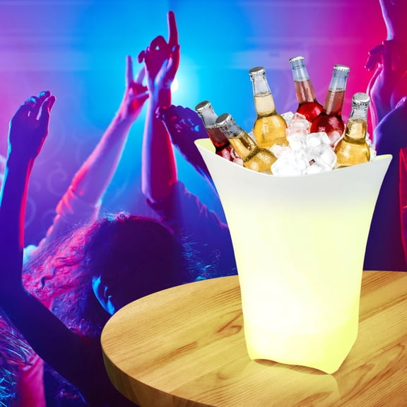 Taicans LED Ice Bucket Built in Wireless Bluetooth Speaker,5L Large Capacity Wine Cooler Led Waterproof with 7 Colors Changing,Retro Champagne Wine Drinks Beer Bucket for Party,Home,Bar