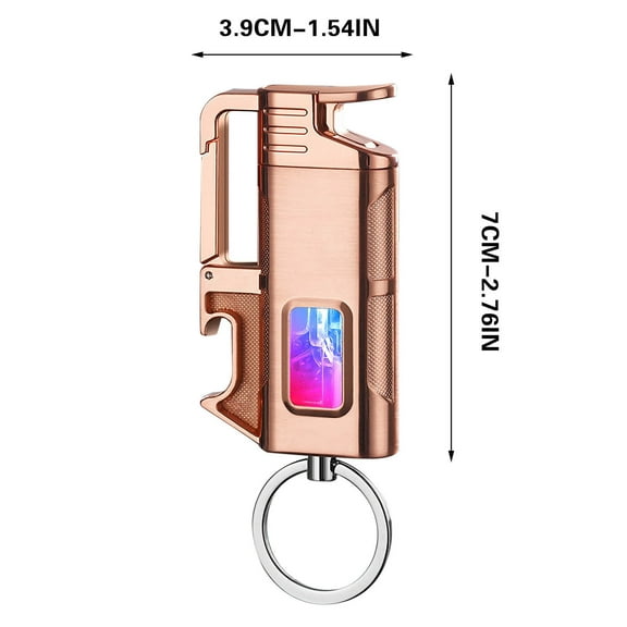 Taicans LED Lighter with Transparent Chamber,Adjustable Flame Windproof Refillable Metal Keychain Lighter with LED Night Light & Bottle Opener for Camping,Emergency,Gifts (2.8x1.5x0.5in)