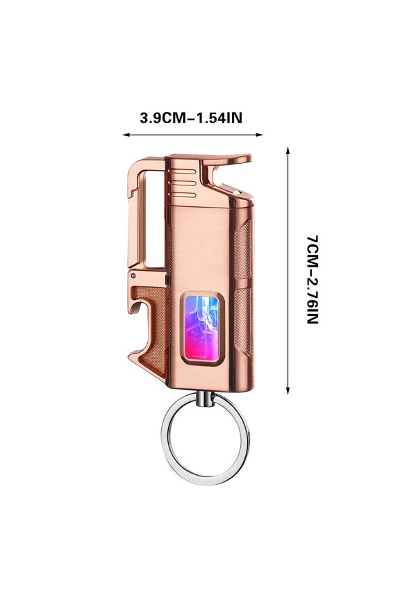Taicans LED Lighter with Transparent Chamber,Adjustable Flame Windproof Refillable Metal Keychain Lighter with LED Night Light & Bottle Opener for Camping,Emergency,Gifts (2.8x1.5x0.5in)