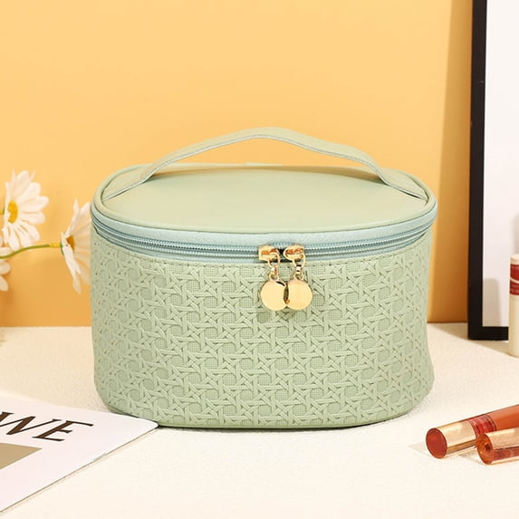 Taicans Leather Toiletry Bag,Large Capacity Cosmetic Bag & Travel Organizer 8.3x6.1x4.8in,Portable Multipurpose Storage Box with Smooth Zipper for Handbag,Work,and Daily Use