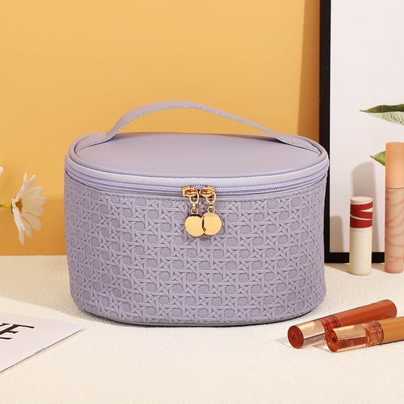 Taicans Leather Toiletry Bag,Large Capacity Travel Cosmetic Organizer with Smooth Zipper,8.3x6.1x4.8in Portable Storage Bag for Handbag,Daily Use and Multipurpose Organizing