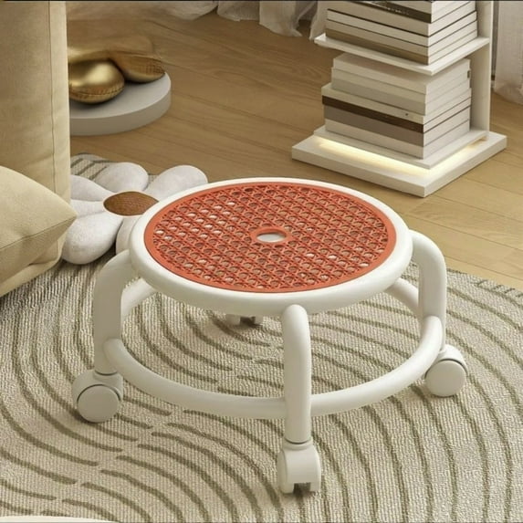 Taicans Low Rolling Stool with 360° Swivel Wheels,Ergonomic Cushion Seat for Shoe Changing/Makeup/Pedicure,Compact Mobile Stool for Home/office/Salon,Gray Plastic (10.24x7.48in)